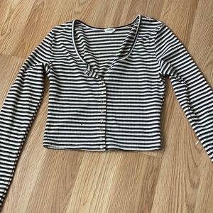 striped button up crop top